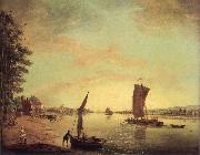 Francis Swaine Scene on the Thames oil painting